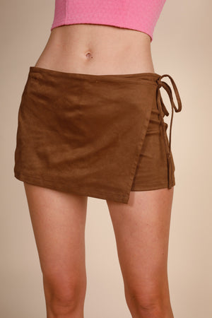 Suede Tie Side Skort