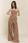 Linen Tube Button Down Vest With Pants Set