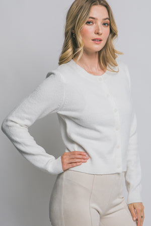 Crew Neck Button-up Cardigan
