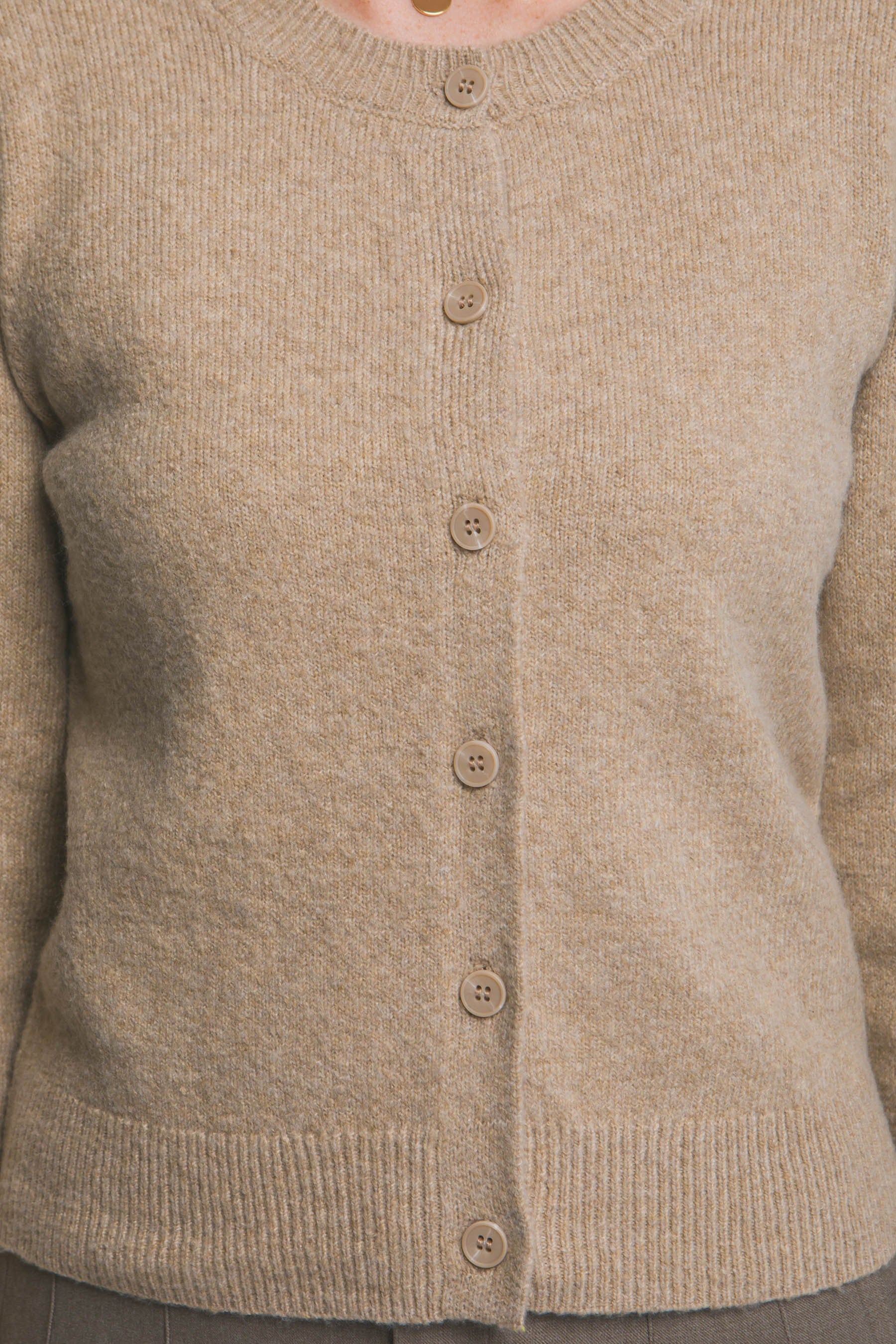 Crew Neck Button-up Cardigan