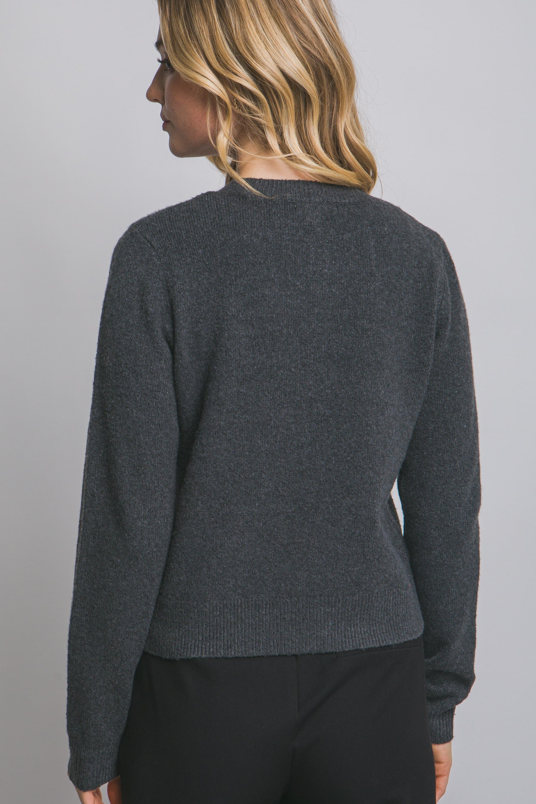 Crew Neck Button-up Cardigan
