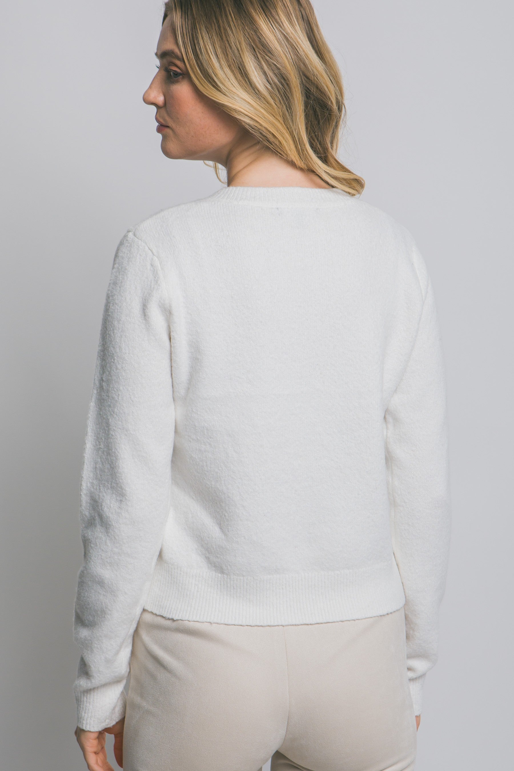 Crew Neck Button-up Cardigan