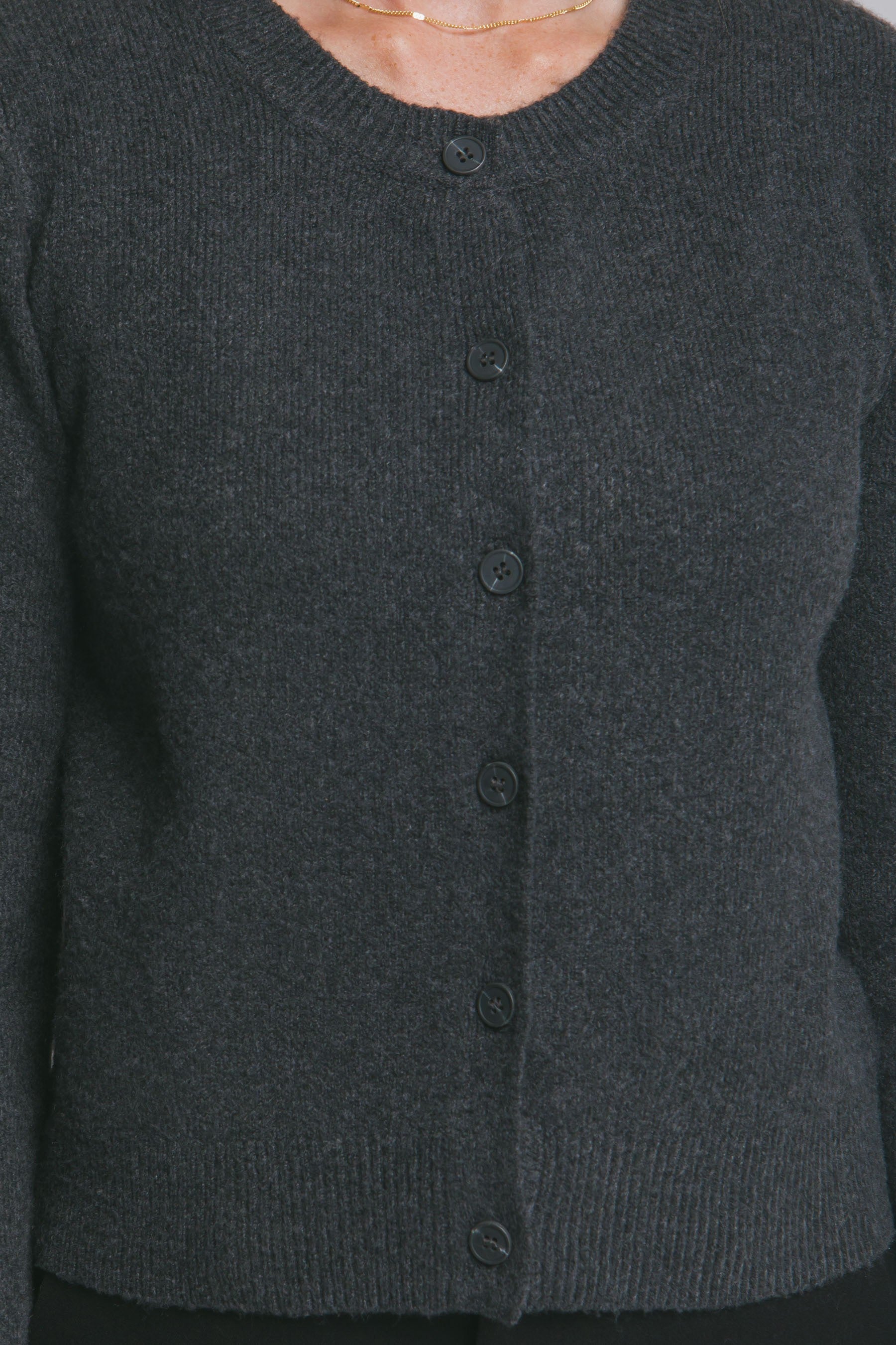 Crew Neck Button-up Cardigan