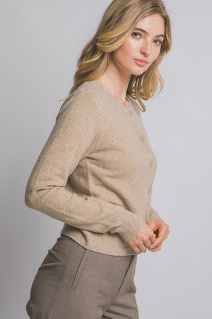 Crew Neck Button-up Cardigan