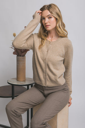 Crew Neck Button-up Cardigan