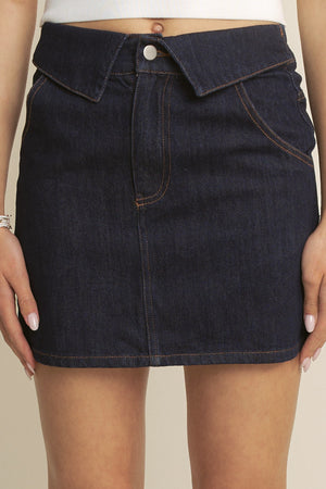 Indigo Denim Jacket & Folded Waist Mini Skirt Set