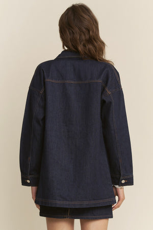 Indigo Denim Jacket & Folded Waist Mini Skirt Set