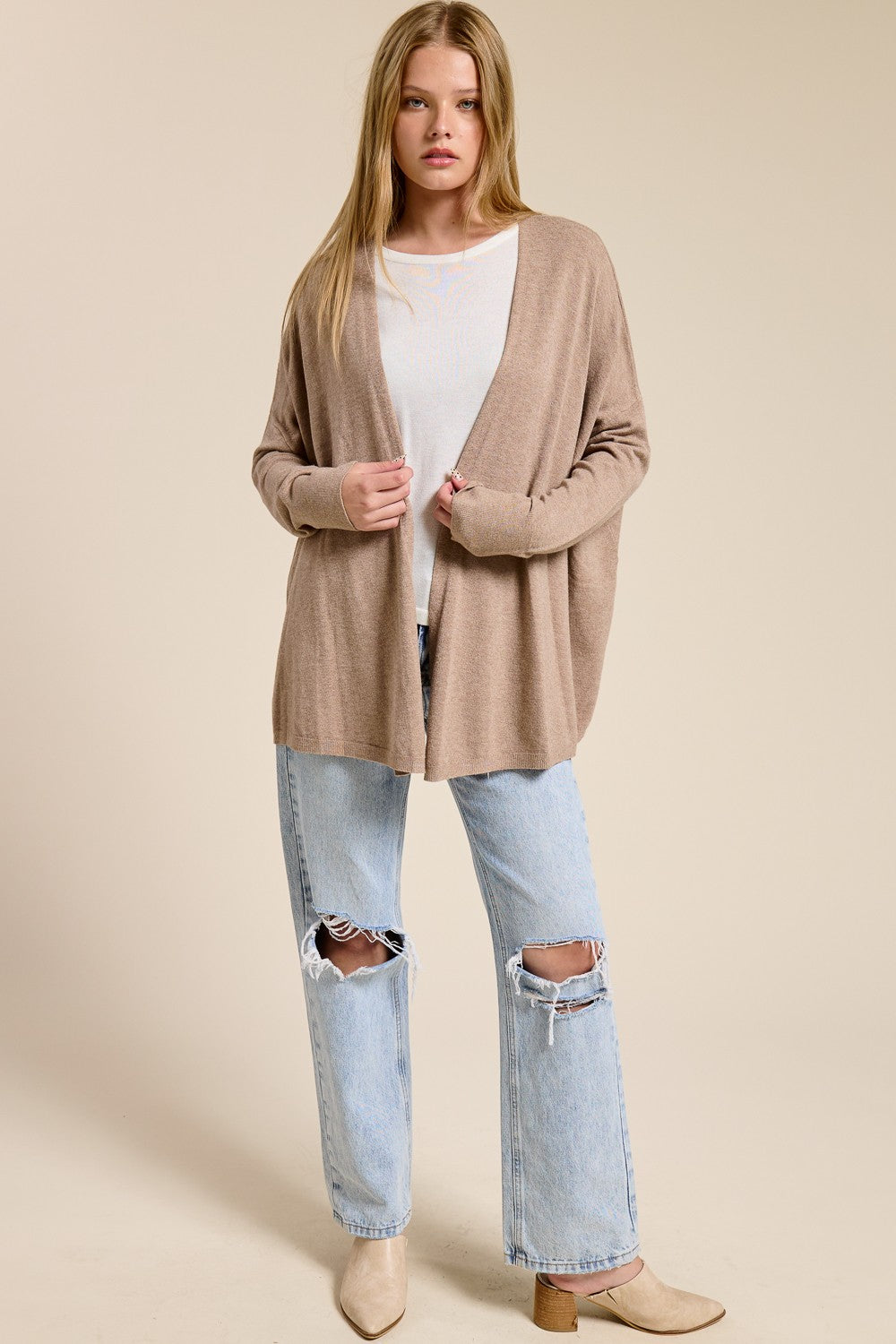 Cashmere Blend Cozy Drape Cardigan