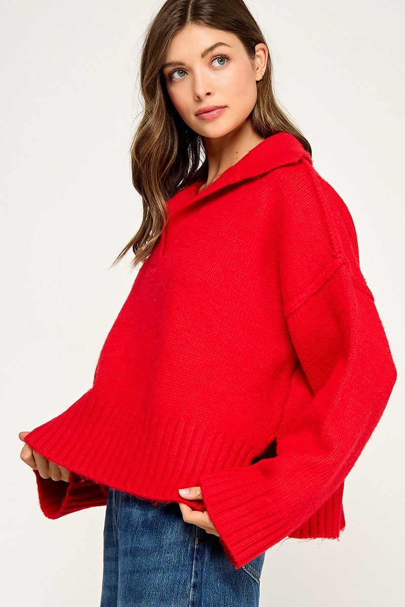 Polo Collar Soft Sweater