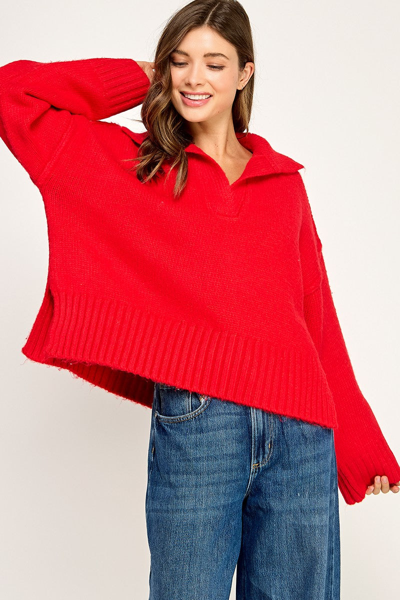 Polo Collar Soft Sweater