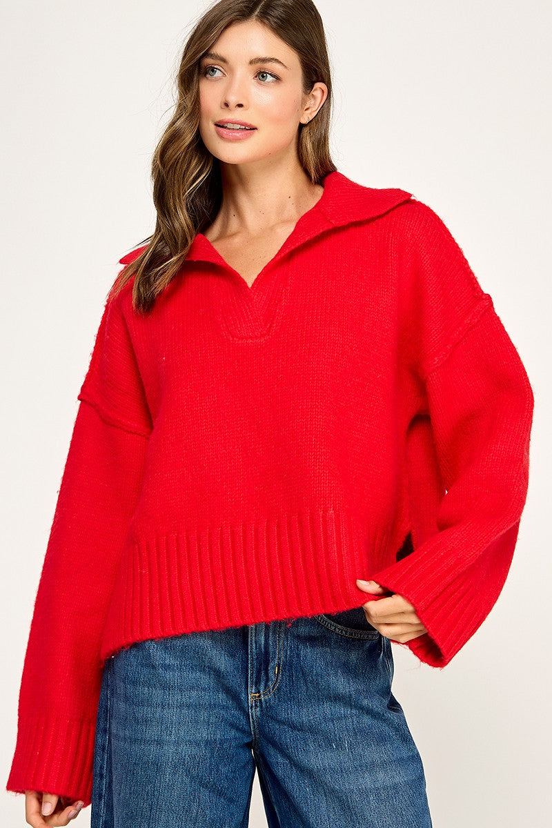 Polo Collar Soft Sweater