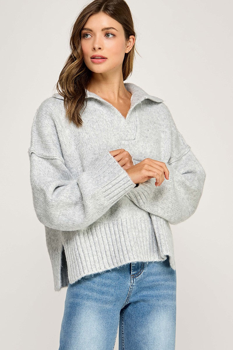 Polo Collar Soft Sweater