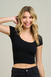 Scoop Nk Basic Crop Short Slv Top
