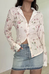 Floral Print Mesh Shirt Top