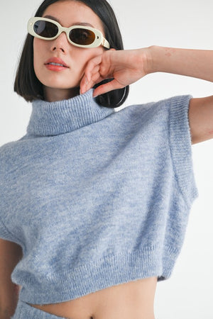 Turtle Neck Cap Sleeve Top & Skirt