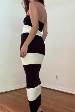 Stripe Knit Maxi Bodycon Dress