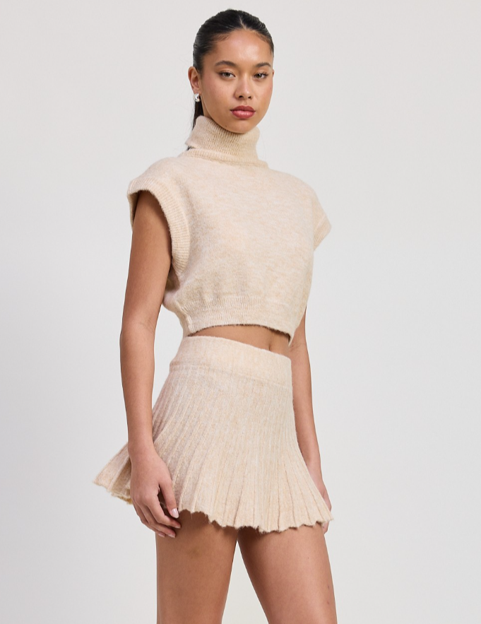 Turtle Neck Cap Sleeve Top & Skirt