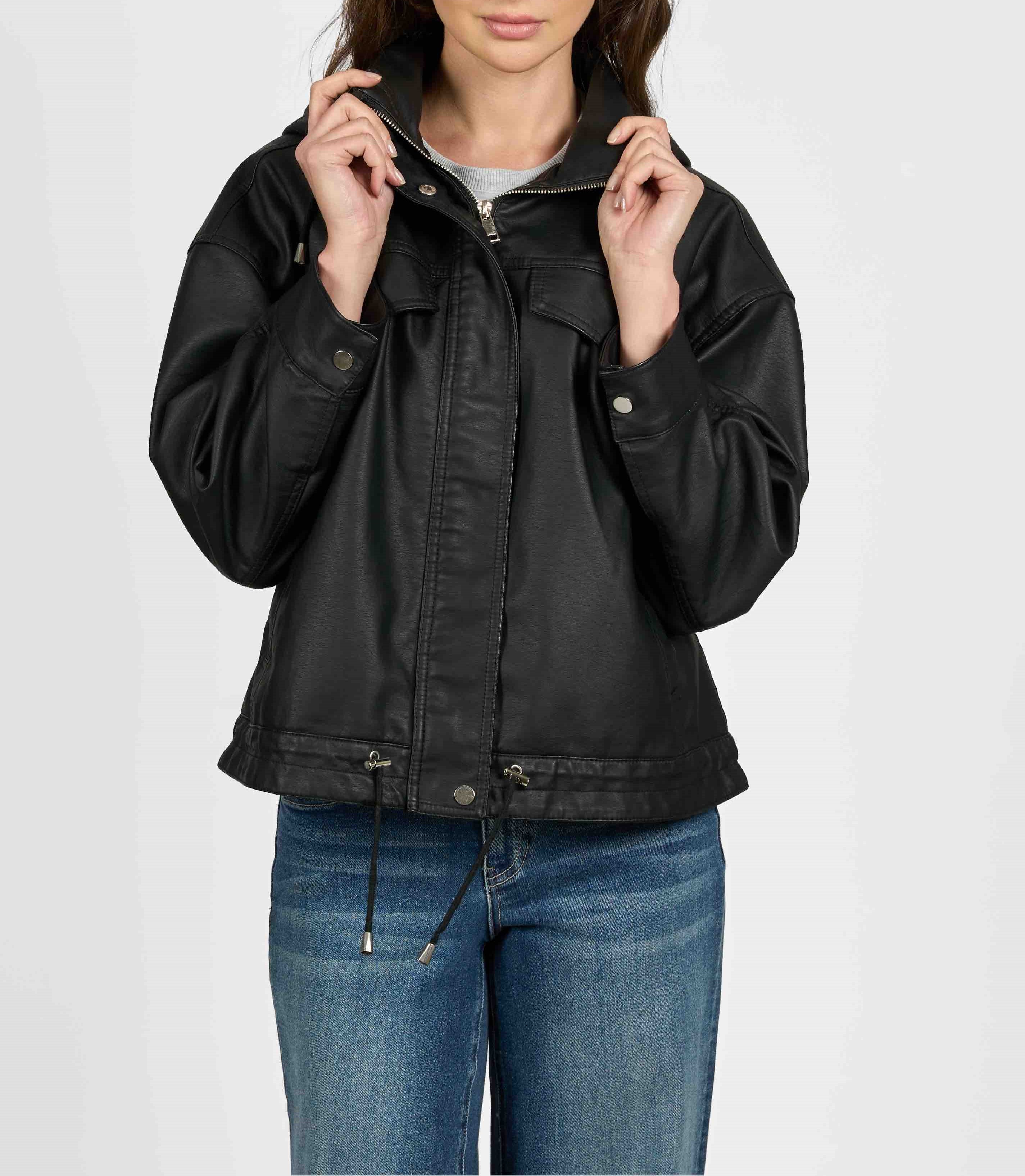 Zip Up Pleather Jacket