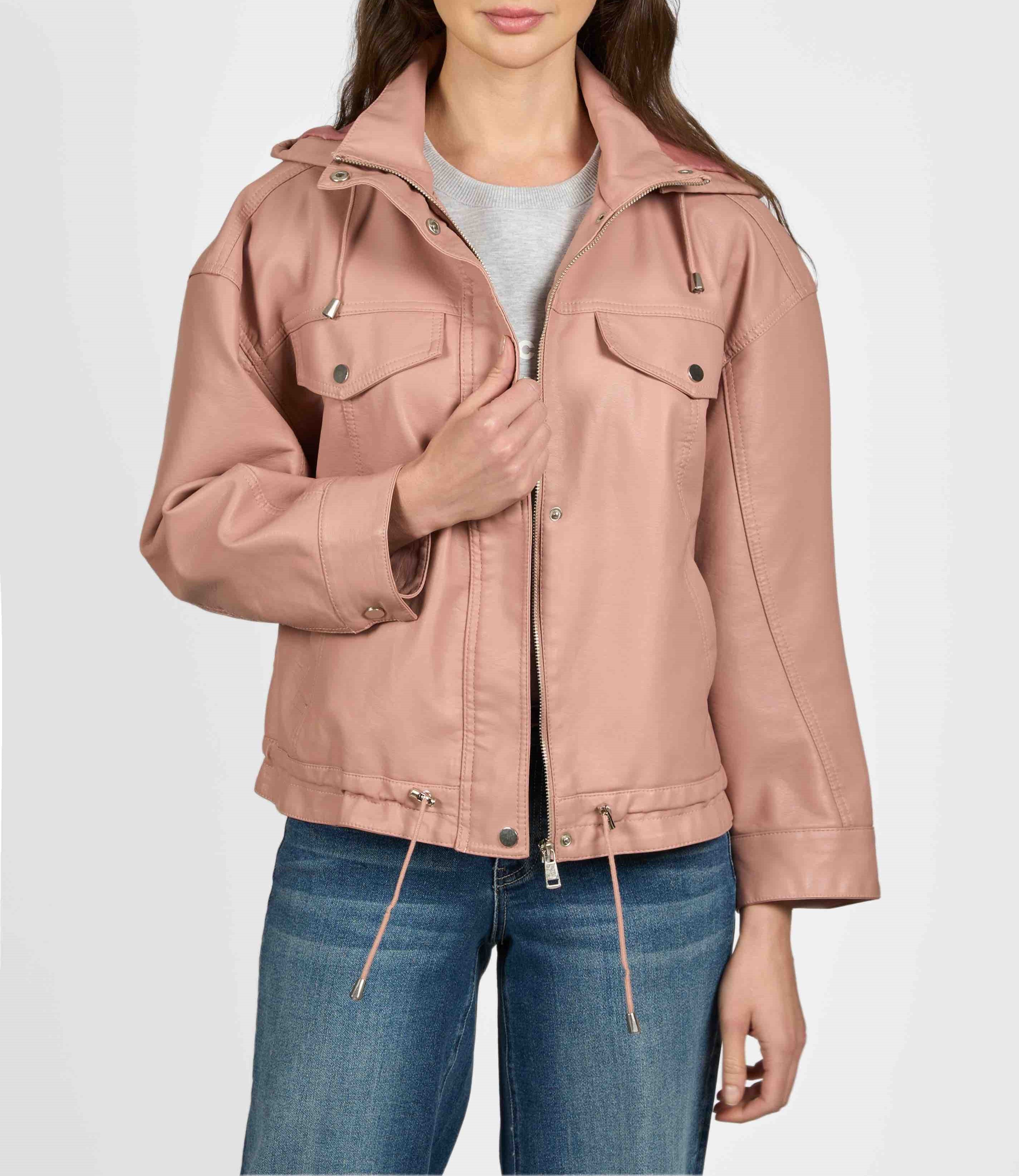 Zip Up Pleather Jacket