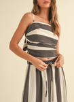 Wide Stripe Pattern Top & Pants