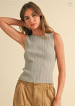High Neck Ribbed Top