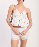 Printed Poplin Babydoll Top