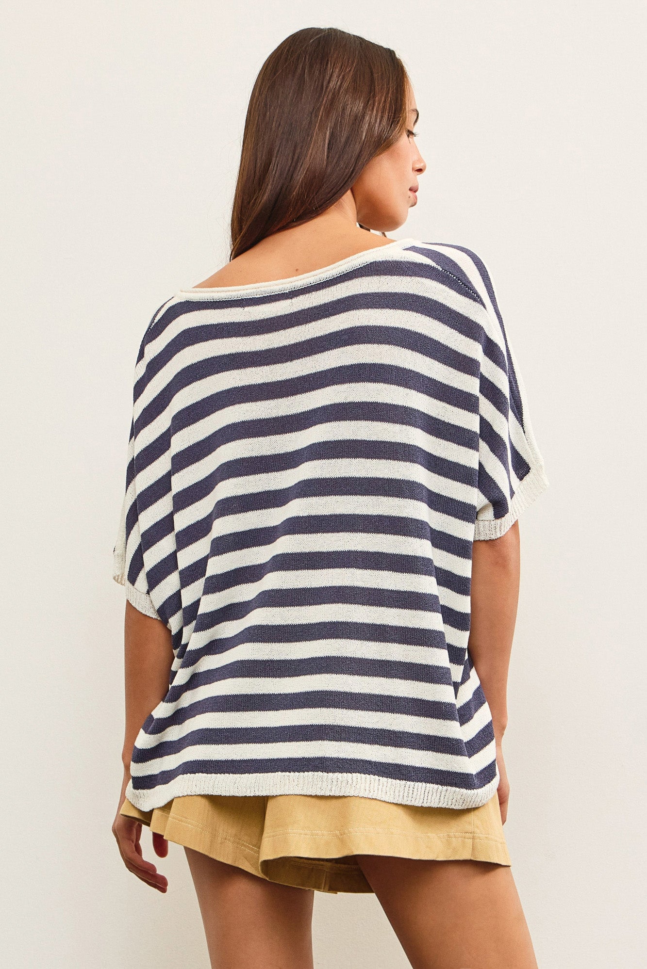 Oversized V Neck Stripe Sweater