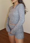 Knit Deep Set - V Neck Hoodie w/ Shorts