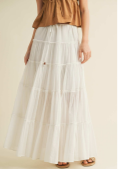Drawstring Detail Tiered Maxi Skirt