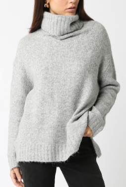 Fuzzy Turtleneck Oversized Sweater