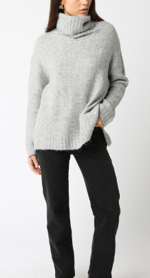 Fuzzy Turtleneck Oversized Sweater