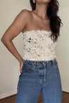 Sequin Frayed Sleeveless Bandeau Tube Top