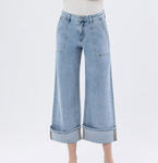 Wide Leg Cuffed Jean