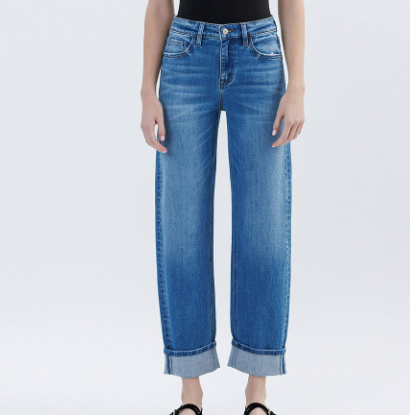 High Rise Barrel Jean with Cuff