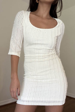Textured Square Neckline Mini Dress
