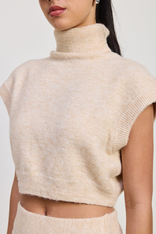 Turtle Neck Cap Sleeve Top & Skirt
