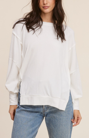 Oversized Boat Neck Hacci Top