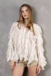 Chiffon Ruffle V-neck Blouse