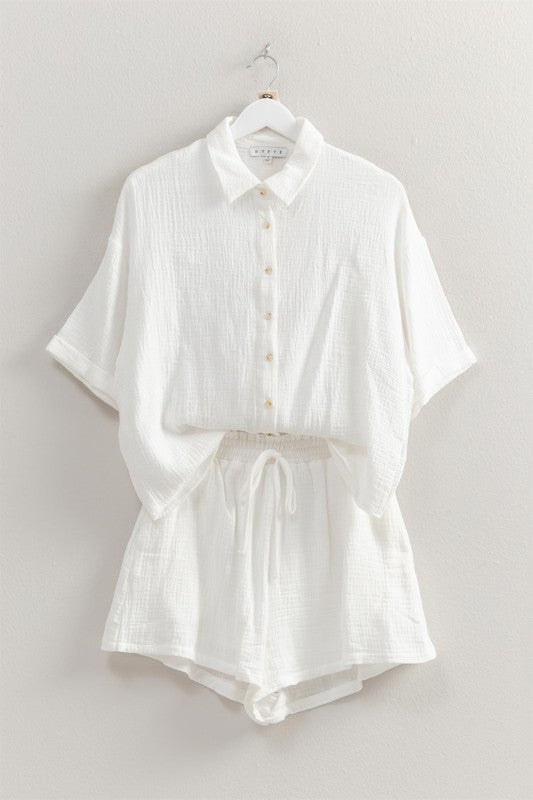 Relaxed Shirt And Flowy Shorts Set