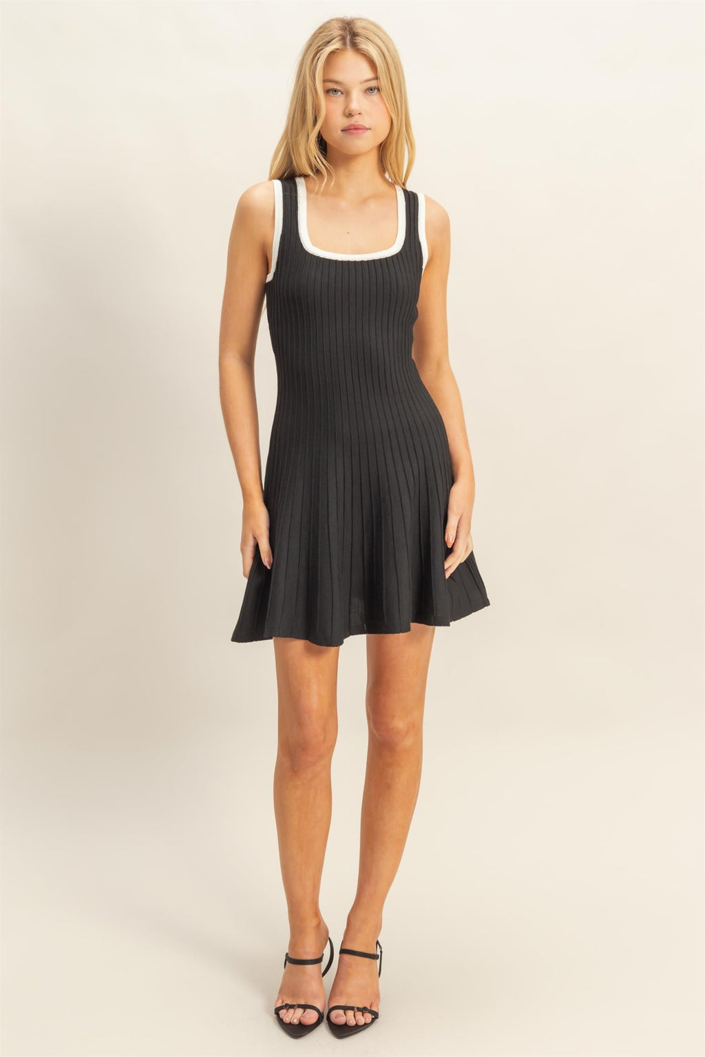 Sleeveless Ribbed Flare Dress